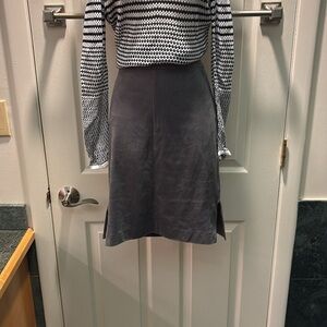 NWT LOFT Gray Faux Suede Side Slit Career Skirt
